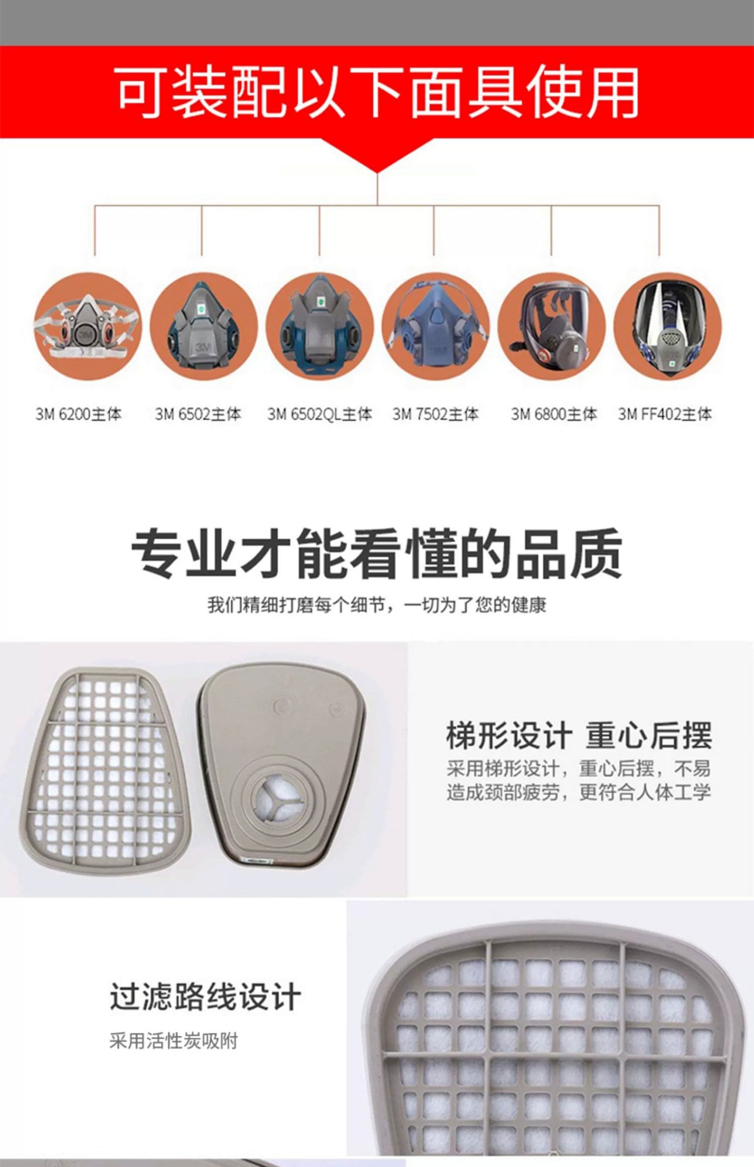 3M 6001CN 滤毒盒 （有机蒸气，如苯及同系物、汽油、丙酮、二硫化碳、醚等）